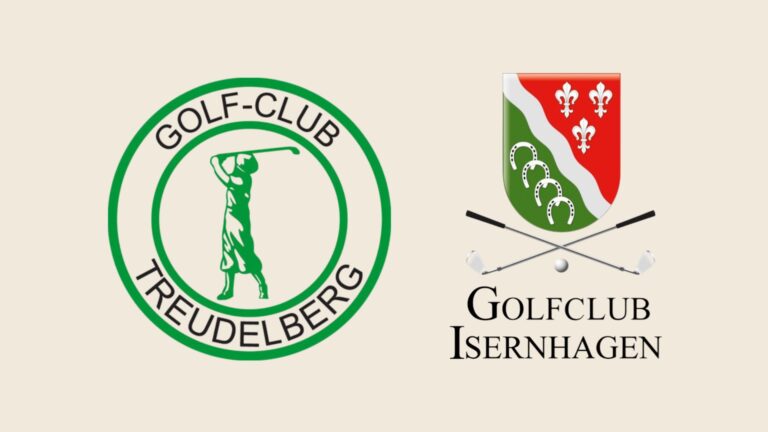 Golfclub-logos-treudelberg-isernhagen zeigt das runde Golferlogo von Golf Treudelberg und das Wappen des Golfclubs Isernhagen.