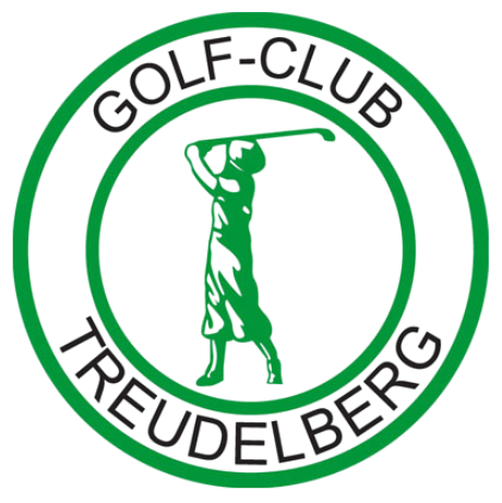 Grün umrandeter Kreis mit Golfsilhouette, "Golf Treudelberg" umlaufend.